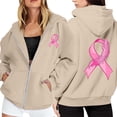 thumbnail image 1 of Oversized Hoodies for Women Lounge Travel Comfort Women's Zip Up Hoodie Pullover Cancer Awareness Month Long Sleeve Pocket Drawstring Casual Sweatshirt For Everyday Wear, 1 of 6