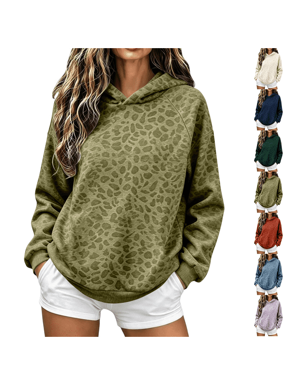 Oversized Hoodies For Women Pullover Leopard Print Hoodie Baggy Comfort Leopard Print Sweatshirt Y2K Animal Print Cozy Graphic Hoodie Loose Vintage Fit