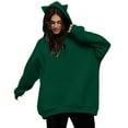 thumbnail image 1 of Oversized Hoodies for Women,Woman Fleece Longline Sweatshirts with Cat Hood Solid Color Warm Hoodie with Pockets Thermal Pullover Tops Loose Fit Sweaters Hoody Plus Size 01-Green L, 1 of 5