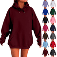 thumbnail image 1 of Oversized Hoodies Womens Pullover Sweatshirts Casual Fall Clothes Wine XL, 1 of 6