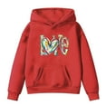 thumbnail image 1 of Oversized Hoodies for Girls Letter Print Graphic Sweatshirt Hooded Casual Loose Pullover Tops with Hood 1-14 Years (Red 9 Years), 1 of 3