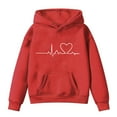thumbnail image 1 of Oversized Hoodies for Girls Sweet Heart Print Valentines Day Gifts for Kids Toddlers 1-14 Years Hooded Sweatshirts (1 Years, Red), 1 of 4