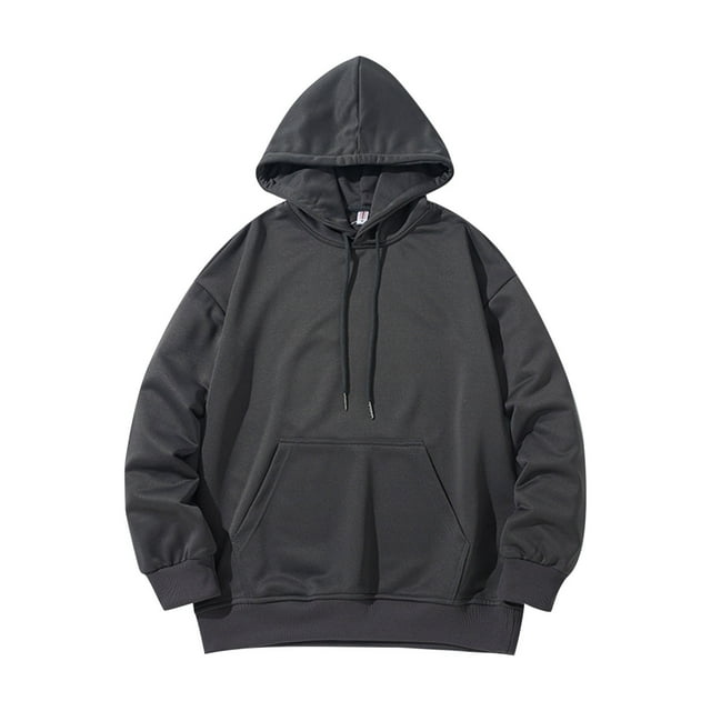 Oversized Hoodies for Men Big and Tall Pockets Solid Color Loose Hooded Sweatshirts Long Sleeve Pullover Top with Hood (Dark Gray M)