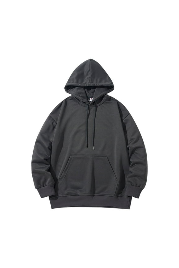 Oversized Hoodies for Men Big and Tall Pockets Solid Color Loose Hooded Sweatshirts Long Sleeve Pullover Top with Hood (Dark Gray M)