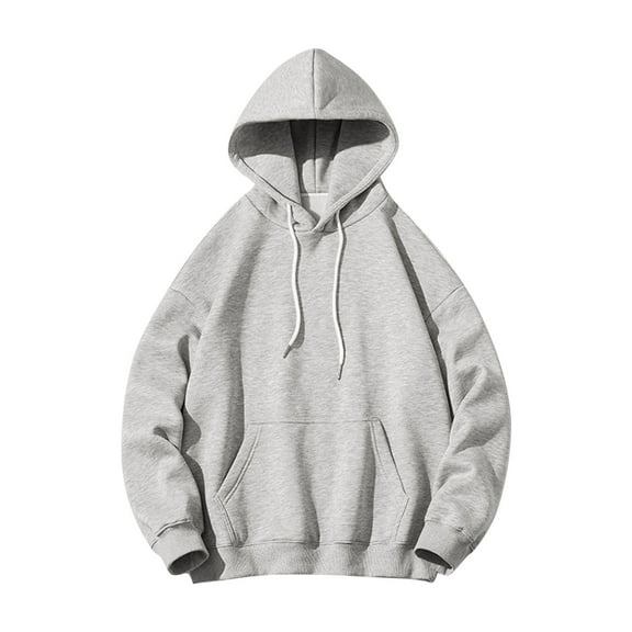Oversized Hoodies for Men Big and Tall Pockets Solid Color Loose Hooded Sweatshirts Long Sleeve Pullover Top with Hood (Gray 5XL)