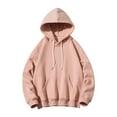 thumbnail image 1 of Oversized Hoodies for Men Big and Tall Pockets Solid Color Loose Hooded Sweatshirts Long Sleeve Pullover Top with Hood (Pink L), 1 of 5
