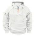 thumbnail image 1 of Oversized Hoodies for Men,Hooded Sweatshirt Loose Comfortable Zippered Raglan Sleeves Large Pockets for Daily Use,Hoodies for Men,01 White,2XL, 1 of 3