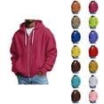 thumbnail image 1 of Oversized Hoodies for Men Long Sleeve Solid Color Waffle Hooded Sweatshirt with Pockets Casual Zip Up Jacket Outerwear, 1 of 5