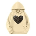 thumbnail image 1 of Oversized Hoodies for Teen Girls Trendy Leopard Heart Print Long Sleeve Hooded Sweatshirts Fall Workout Pullover Tops with Kangaroo Pocket 3-14Years, 1 of 3