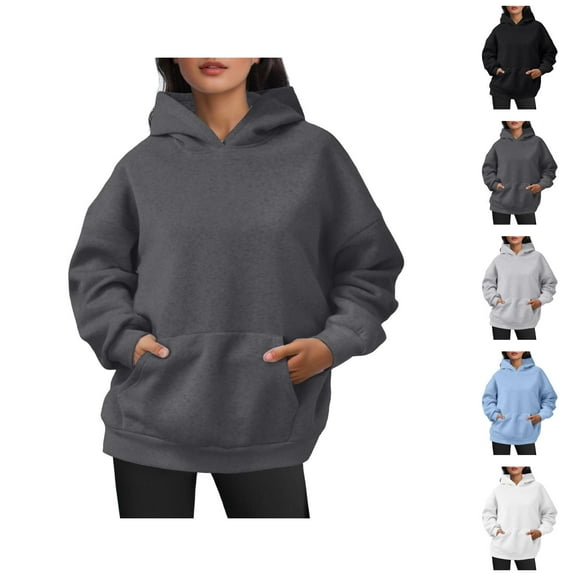 Oversized Hoodies for Women 2025 Fall Winter Long Sleeve Basic Hoodie with Pockets Hooded Sweatshirt Pullover Tops
