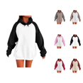 thumbnail image 1 of Oversized Hoodies for Women 2025 Fall Winter Long Sleeve Color Block Hooded Sweatshirt with Pockets Pullover Tops, 1 of 6
