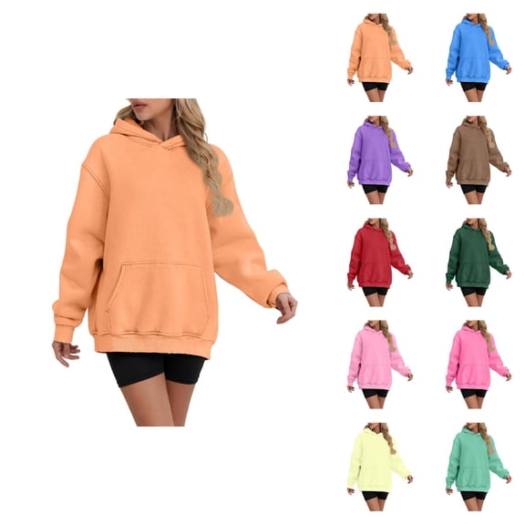 Oversized Hoodies for Women 2025 Fall Winter Long Sleeve Plain Basic Hooded Sweatshirt with Pockets Pullover Tops