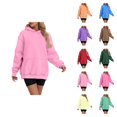 thumbnail image 1 of Oversized Hoodies for Women 2025 Fall Winter Long Sleeve Plain Basic Hooded Sweatshirt with Pockets Pullover Tops, 1 of 6