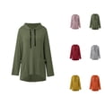thumbnail image 1 of Oversized Hoodies for Women 2025 Fall Winter Long Sleeve Irregular Hem Plain Hooded Sweatshirt with Pockets Pullover Tops, 1 of 4