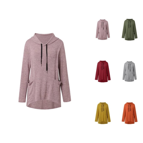 Oversized Hoodies for Women 2025 Fall Winter Long Sleeve Irregular Hem Plain Hooded Sweatshirt with Pockets Pullover Tops