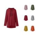thumbnail image 1 of Oversized Hoodies for Women 2025 Fall Winter Long Sleeve Irregular Hem Plain Hooded Sweatshirt with Pockets Pullover Tops, 1 of 4