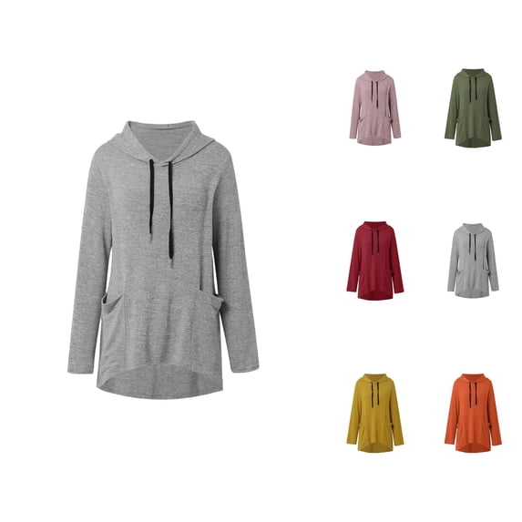 Oversized Hoodies for Women 2025 Fall Winter Long Sleeve Irregular Hem Plain Hooded Sweatshirt with Pockets Pullover Tops