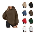 thumbnail image 1 of Oversized Hoodies for Women 2025 Fall Winter Long Sleeve Plain Basic Hooded Sweatshirt with Pockets Pullover Tops, 1 of 7