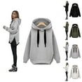 thumbnail image 1 of Oversized Hoodies for Women 2025 Fall Winter Long Sleeve Zipper Side Slit Plain Hooded Sweatshirt Pullover Tops, 1 of 6