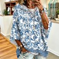 thumbnail image 1 of Oversized Hoodies for Women 3/4 Sleeve Floral Graphic Hooded Sweatshirt Loose Fit Pullover Casual Fall Outfits Soft Daily Going Out Pullover Tops, 1 of 6