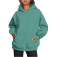 thumbnail image 1 of Oversized Hoodies for Women Casual Long Sleeve Solid Color Sweatshirts Pullover Hooded Sweaters with Pockets Winter Loose Top (Green S), 1 of 5