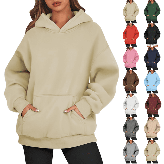 Oversized Hoodies for Women Casual Long Sleeve Sweatshirts Fall Fashion Warm Sweaters Baggy Hoodie Winter Clothes Khaki XL