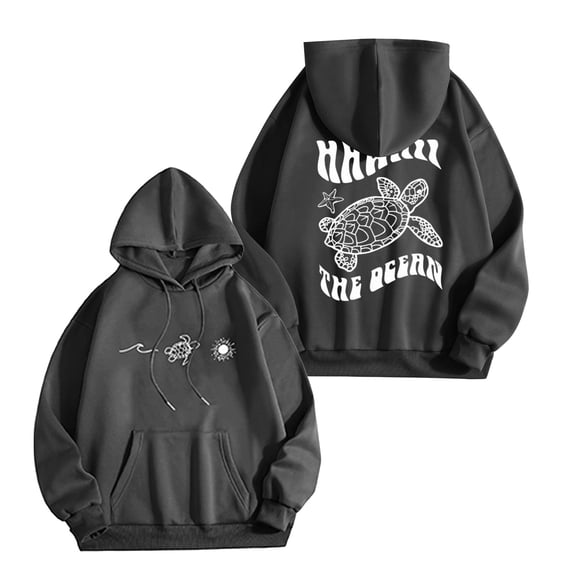 Oversized Hoodies for Women Crewneck 2026 Sweatshirts Turtle Print Lightweight Long Sleeve Loose Fit Pullover Tops