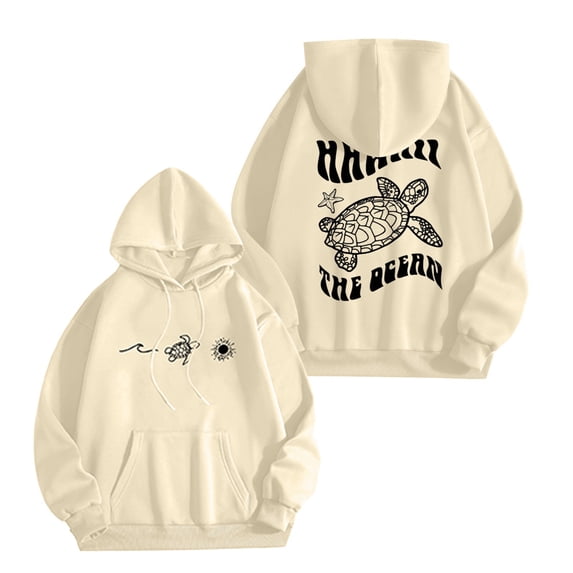 Oversized Hoodies for Women Crewneck 2026 Sweatshirts Turtle Print Lightweight Long Sleeve Loose Fit Pullover Tops