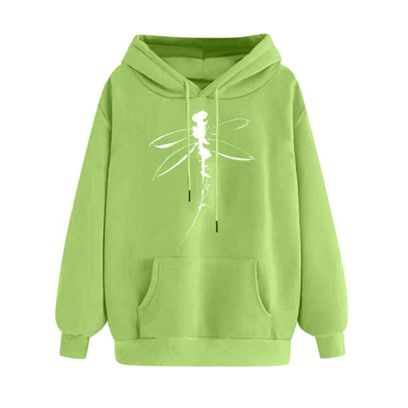 Oversized Hoodies for Women Dragonfly Graphic Print Hooded Sweatshirt Drop Shoulder Long Sleeve Loose Pullover Tops