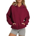 thumbnail image 1 of Oversized Hoodies for Women Fall Fashion 2025 Long Sleeve Sweatshirts with Pocket Basic Solid Loose Fit Hooded Tops Z002- S, 1 of 5