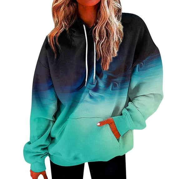 Oversized Hoodies for Women Fashion Ombre Long Sleeve Shirts Fall Baggy Pullover Y2K Clothes Sweatshirts with Pocket