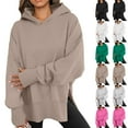 thumbnail image 1 of Oversized Hoodies for Women Fleece Side Slit Hooded Sweatshirts Thumbhole Long Sleeve Sweatshirts Cozy Pullover Shirts Hot Pink XL, 1 of 7