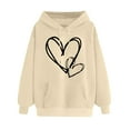 thumbnail image 1 of Oversized Hoodies for Women Graphic Heart Pullover Hooded Sweatshirt Drawstring Long Sleeve Loose Pockets Top with Hood (Khaki S), 1 of 5