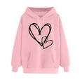 thumbnail image 1 of Oversized Hoodies for Women Graphic Heart Pullover Hooded Sweatshirt Drawstring Long Sleeve Loose Pockets Top with Hood (Pink XL), 1 of 5