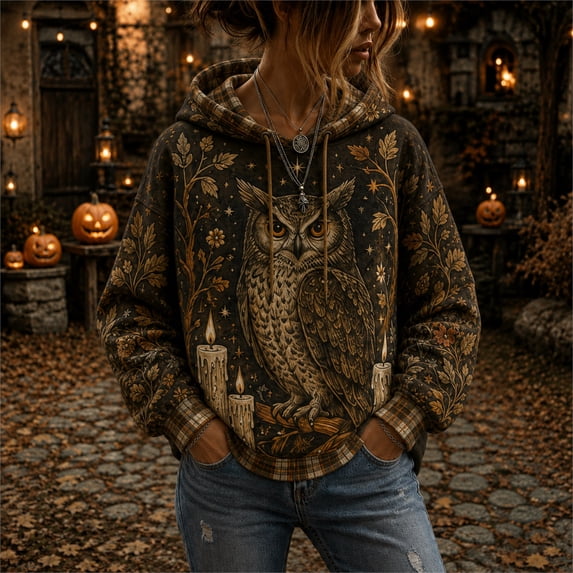 Oversized Hoodies for Women Halloween Long Sleeve Drawstring Pullover Hoodie Vintage Pumpkin Moon Print Loose Fit Casual Fall Holiday Tops White S