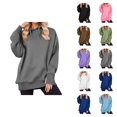 thumbnail image 1 of Oversized Hoodies for Women Long Raglan Sleeve Thumbhole Casual Plain Tunic Hooded Sweatshirt Fall Winter Pullover Tops, 1 of 8