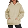 thumbnail image 1 of Oversized Hoodies for Women Plain Pullover Sweatshirt with Pockets Long Sleeve Hooded Sweat Shirts Y2k Tops Khaki XXL, 1 of 5