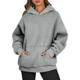 thumbnail image 1 of Oversized Hoodies for Women Plain Pullover Sweatshirt with Pockets Long Sleeve Hooded Sweat Shirts Y2k Tops Light Gray XL, 1 of 4