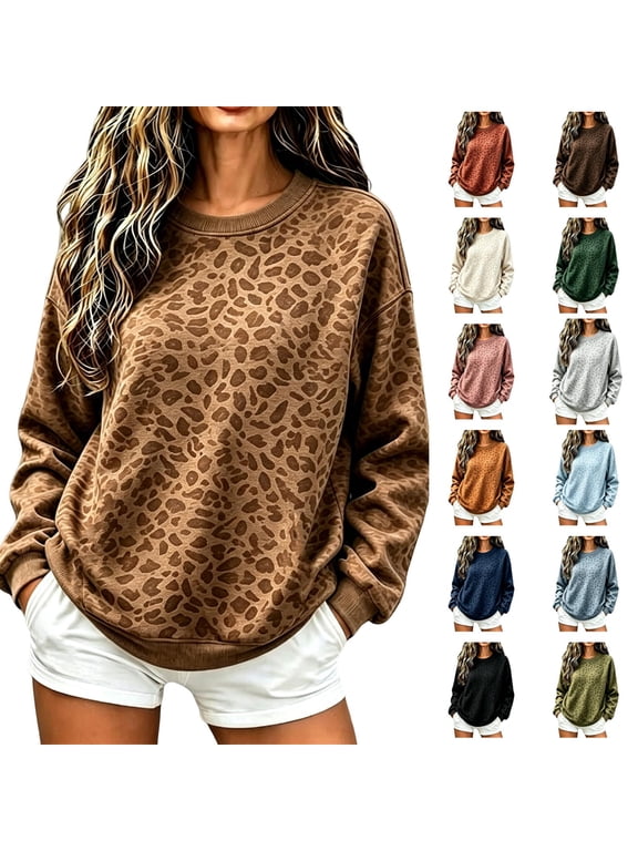 Oversized Hoodies for Women Pullover Leopard Print Hoodie