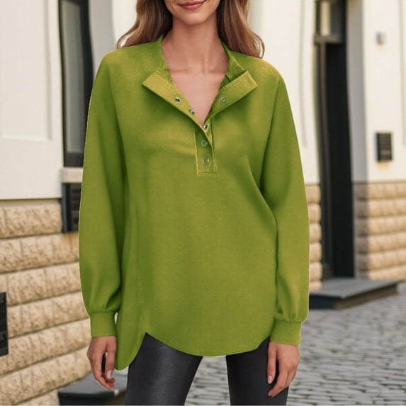 Oversized Hoodies for Women, Women's Casual Round Neck Sweatshirt Long Sleeve Shirts Fall Pullover Tops, Green L