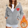 thumbnail image 1 of Oversized Hoodies for Women, Women's Fashionable Printed Fleece Hooded Sweatshirt Jacket, #4Gray L, 1 of 7