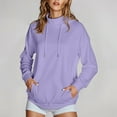thumbnail image 1 of Oversized Hoodies for Women, Women's Vertical Collar Hooded Solid Color Long Sleeved Loose Top Sweatshirt, Purple L, 1 of 7