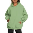 thumbnail image 1 of Oversized Hoodies with Pocket Women Cotton Plain Pullover Hooded Sweatshirts Sweater Long Sleeve Fleece Lined Tops (2XL, Green), 1 of 5