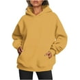 thumbnail image 1 of Oversized Hoodies with Pocket Women Cotton Plain Pullover Hooded Sweatshirts Sweater Long Sleeve Fleece Lined Tops (2XL, Yellow), 1 of 5