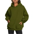 thumbnail image 1 of Oversized Hoodies with Pocket Women Cotton Plain Pullover Hooded Sweatshirts Sweater Long Sleeve Fleece Lined Tops (L, Army Green), 1 of 5