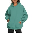 thumbnail image 1 of Oversized Hoodies with Pocket Women Cotton Plain Pullover Hooded Sweatshirts Sweater Long Sleeve Fleece Lined Tops (L, Green 01), 1 of 5