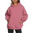 thumbnail image 1 of Oversized Hoodies with Pocket Women Cotton Plain Pullover Hooded Sweatshirts Sweater Long Sleeve Fleece Lined Tops (M, Hot Pink), 1 of 5