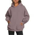 thumbnail image 1 of Oversized Hoodies with Pocket Women Cotton Plain Pullover Hooded Sweatshirts Sweater Long Sleeve Fleece Lined Tops (M, Khaki 02), 1 of 5