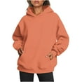 thumbnail image 1 of Oversized Hoodies with Pocket Women Cotton Plain Pullover Hooded Sweatshirts Sweater Long Sleeve Fleece Lined Tops (M, Orange), 1 of 5