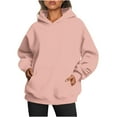 thumbnail image 1 of Oversized Hoodies with Pocket Women Cotton Plain Pullover Hooded Sweatshirts Sweater Long Sleeve Fleece Lined Tops (M, Pink), 1 of 5